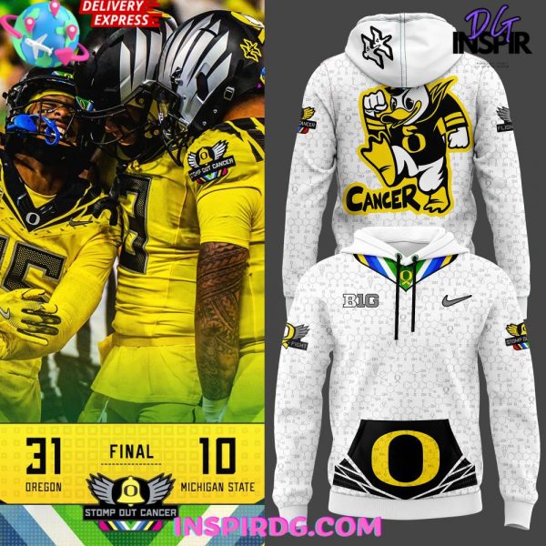 Oregon Ducks Stomp Out Cancer 2024 White Chemistry Hoodie