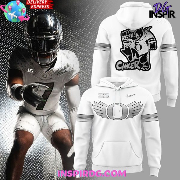 Oregon Ducks Stomp Out Cancer 2024 White Hoodie