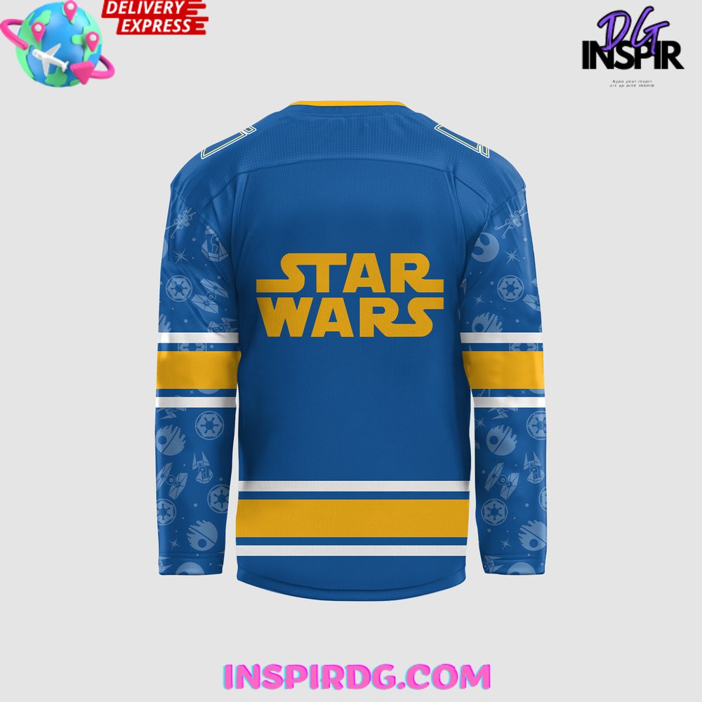 St. Louis Blues x Star Wars Night 2024 Blue Hockey Jersey InspirDG