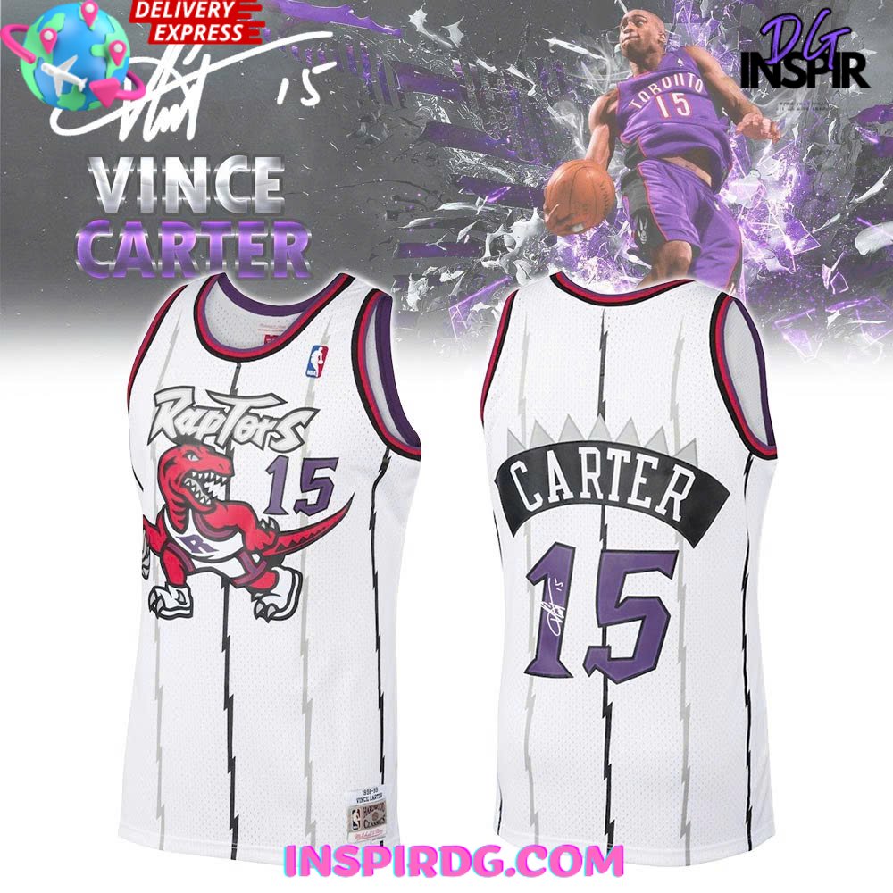 Toronto Raptors Vince Carter Signature White Basketball Jersey InspirDG