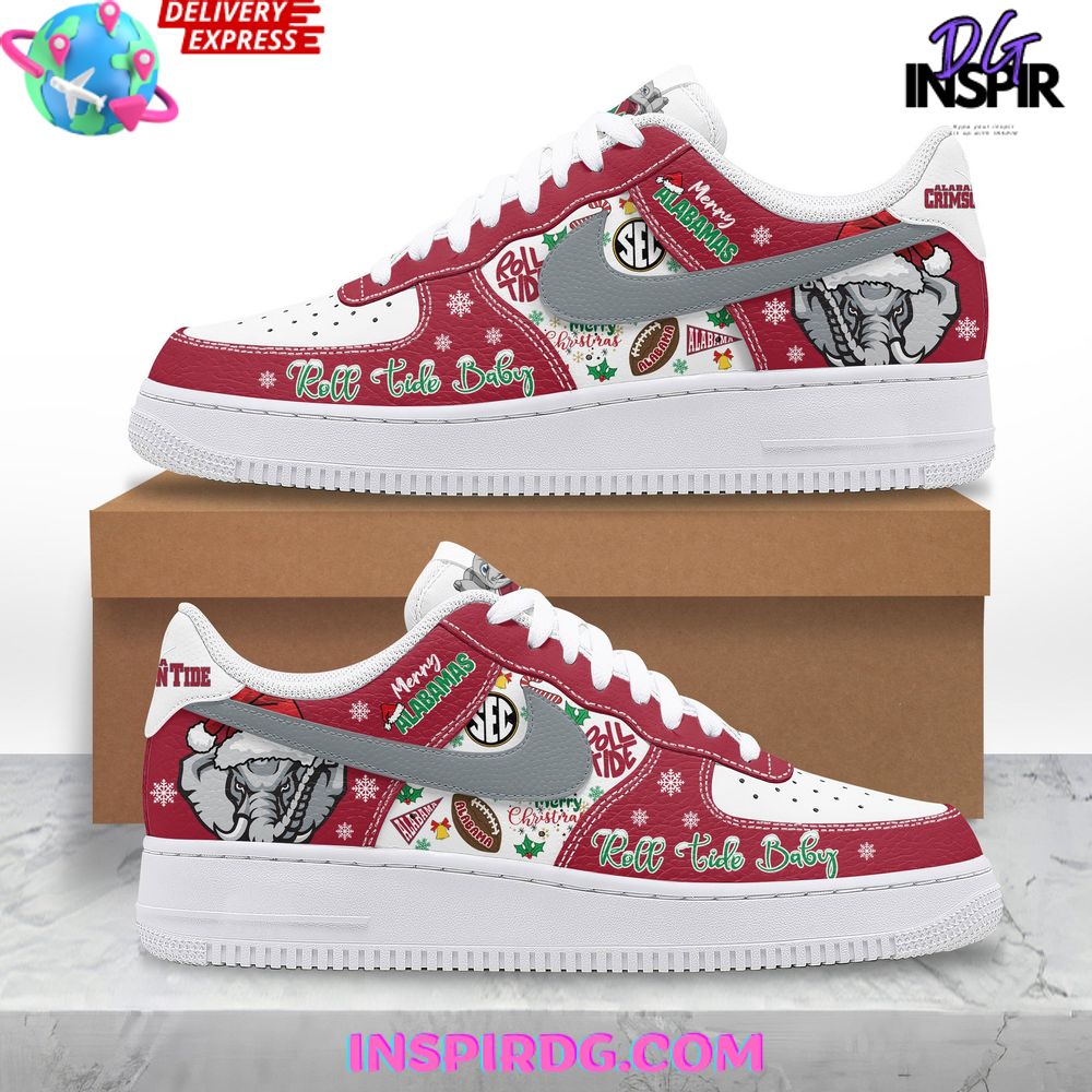 Alabama Crimson Tide Merry Christmas Nike Air Force 1 Alabama Crimson Tide Merry Christmas Nike Air Force 1