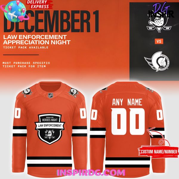 Anaheim Ducks Law Enforcement Appreciation Night 2024 Hockey Jersey