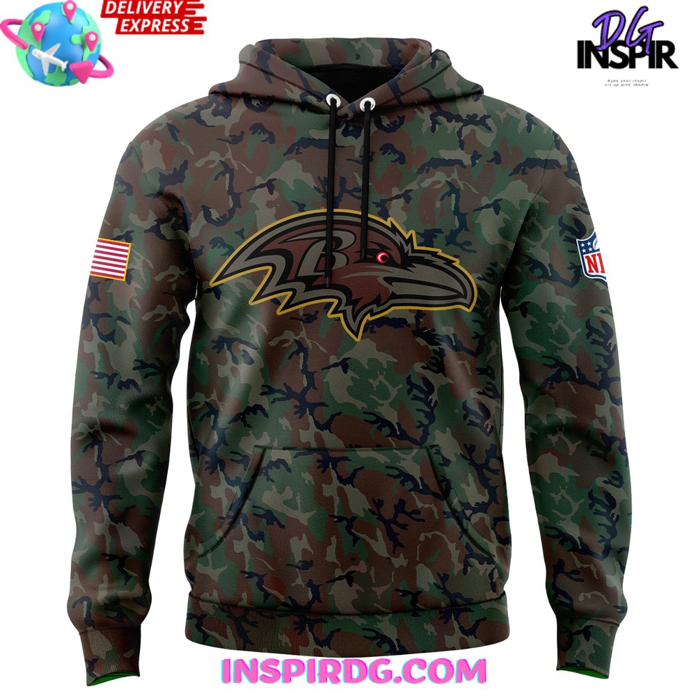 Baltimore Ravens NFL Salute to Service 2024 Camo Hoodie InspirDG