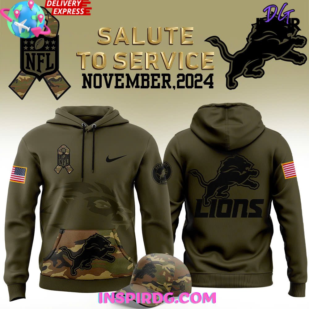 Detroit Lions Salute to Service 2024 Camo Hoodie InspirDG