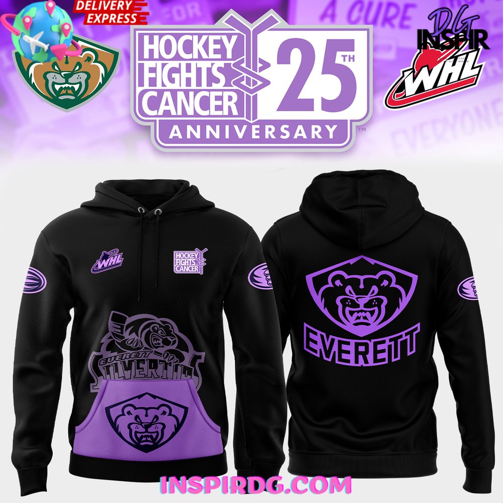 Everett Silvertips Hockey Fights Cancer 2024 Hoodie Everett Silvertips Hockey Fights Cancer 2024 Hoodie