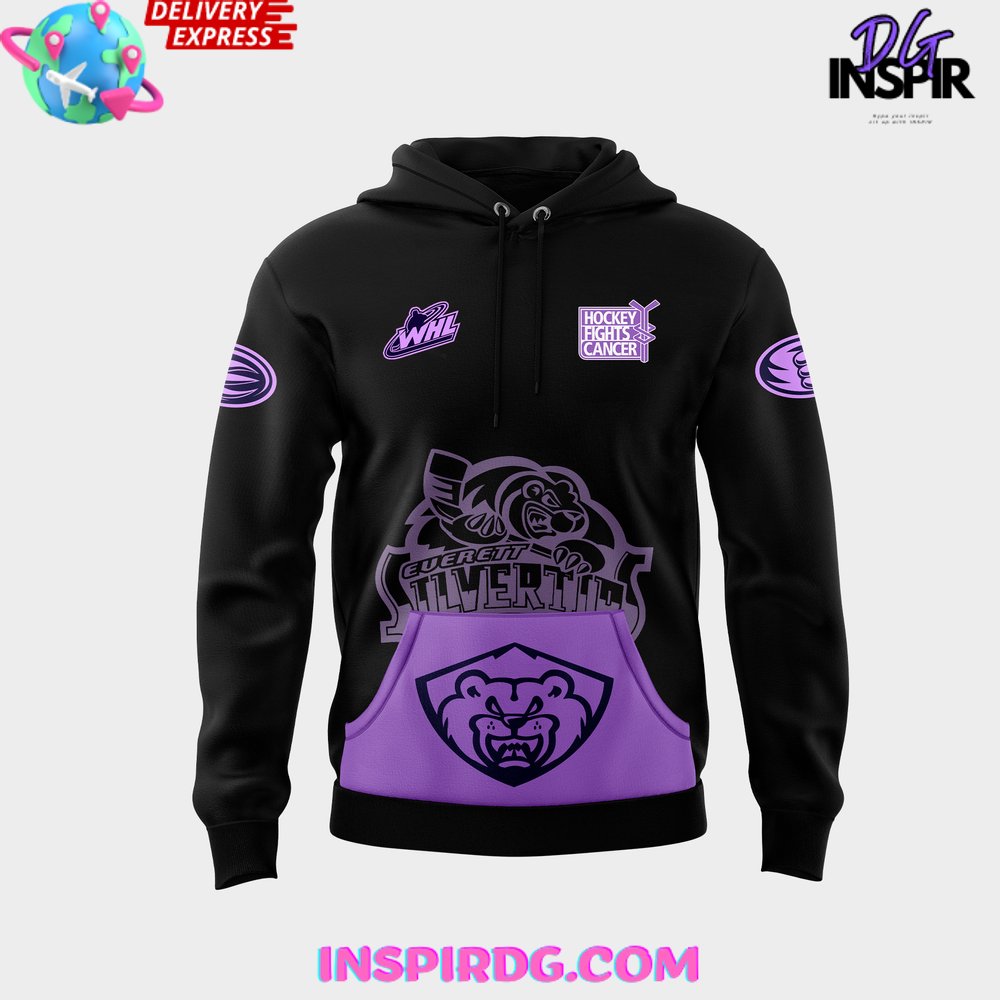 Everett Silvertips Hockey Fights Cancer 2024 Hoodie Everett Silvertips Hockey Fights Cancer 2024 Hoodie