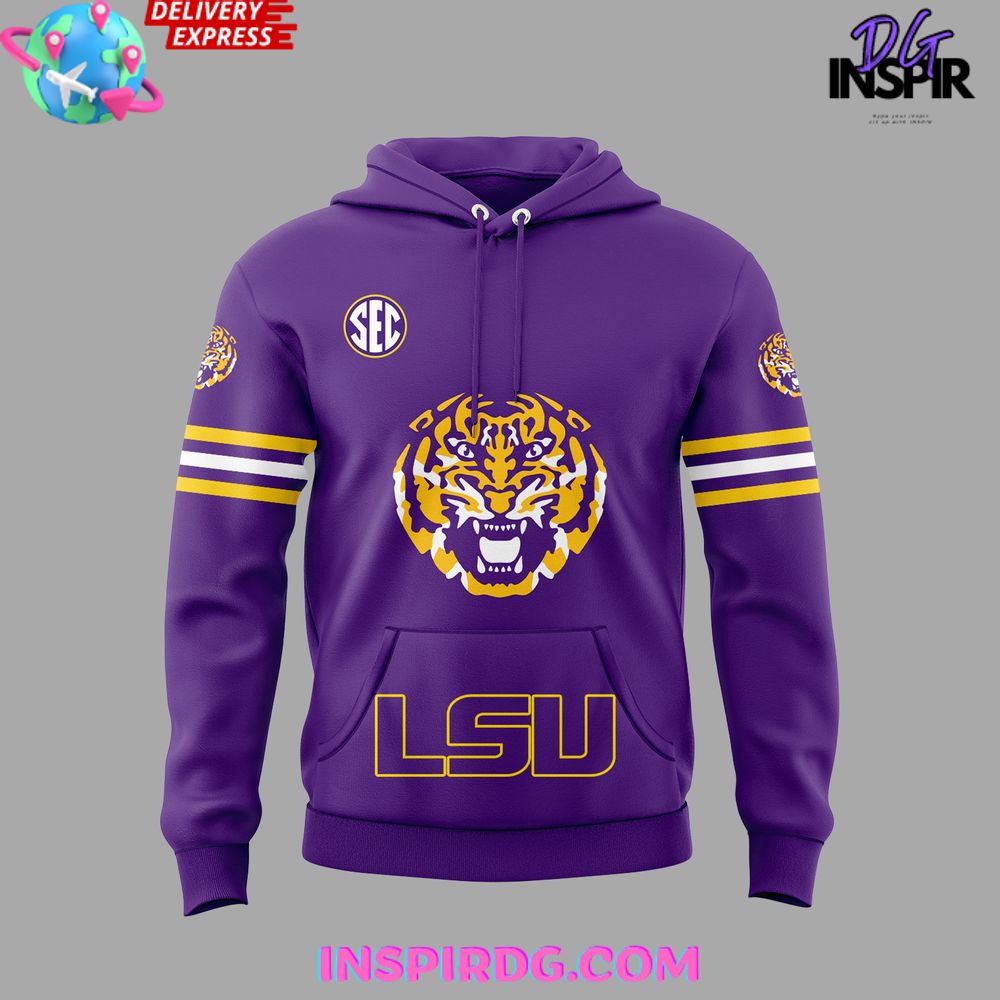 Purple and Gold deals Tiger Stripe Unisex Hoodie, Football Fan Pullover Hoodie