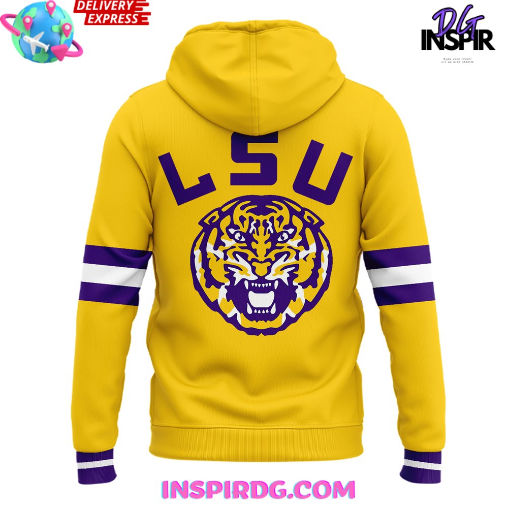 Purple and Gold Tiger Stripe Unisex Hoodie, Football Fan Pullover outlet Hoodie