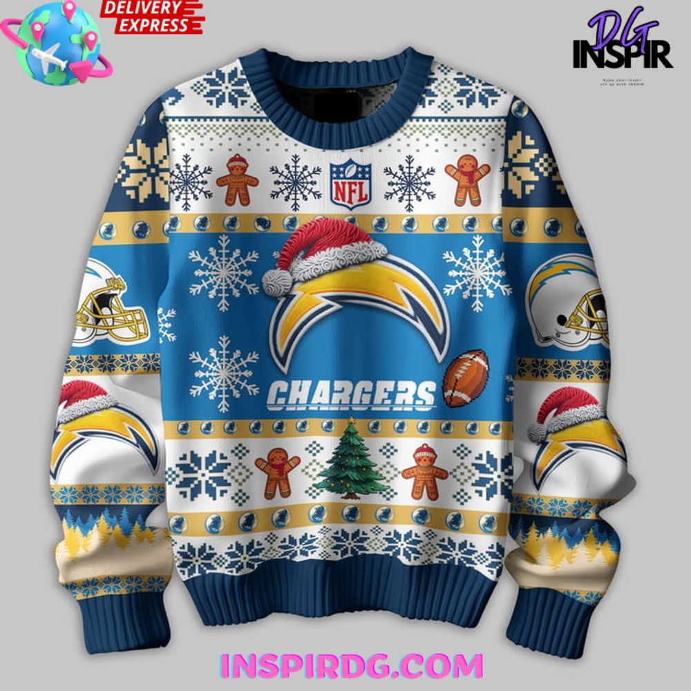 Chargers christmas sweater with lights hotsell