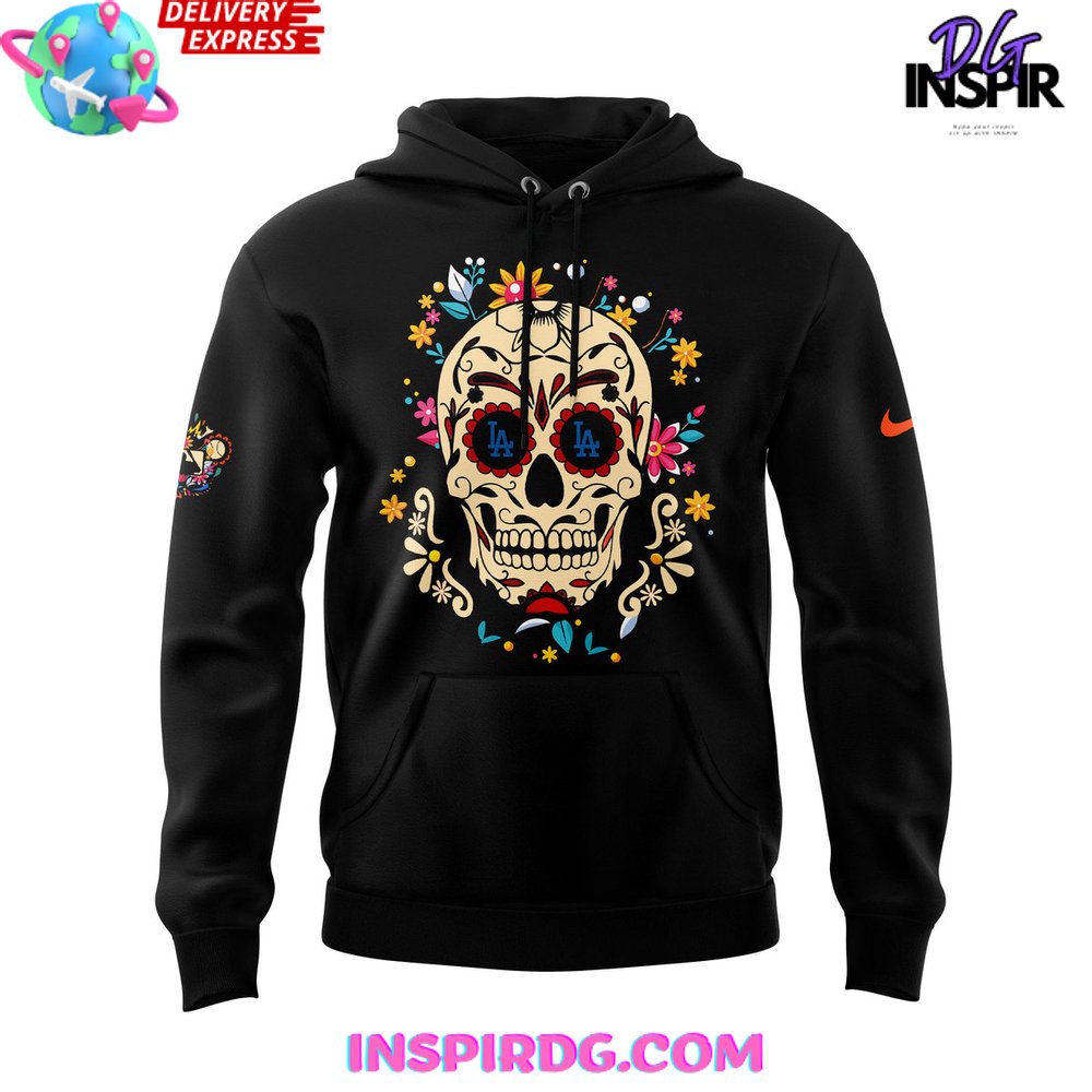 Men's LA Los Angeles Sugar Skull Hoodie Mexican store Art Culture Aztec Cal Sweatshirt