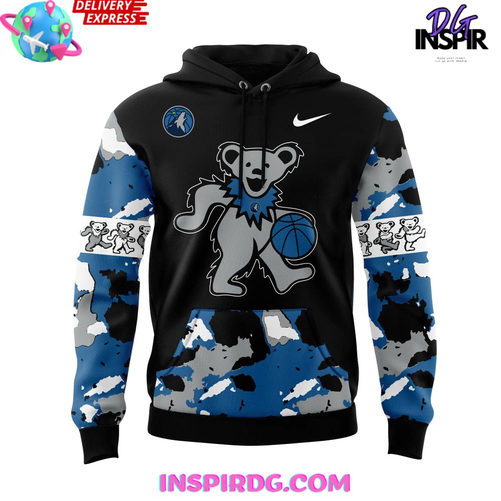 Minnesota Timberwolves Grateful Dead Night Special Edition Black Hoodie Minnesota Timberwolves Grateful Dead Night Special Edition Black Hoodie
