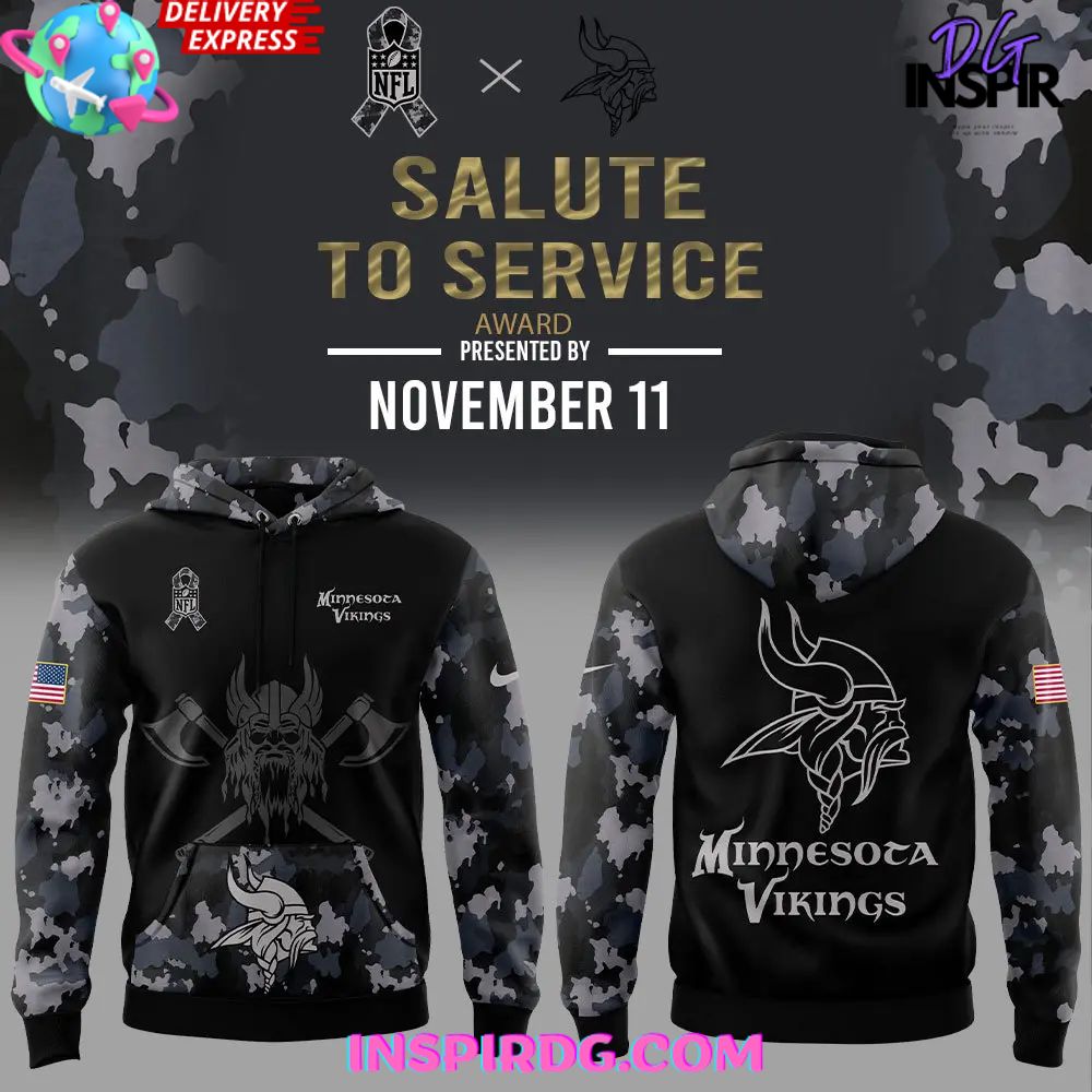 Minnesota Vikings Salute to Service Award Special Black Hoodie InspirDG