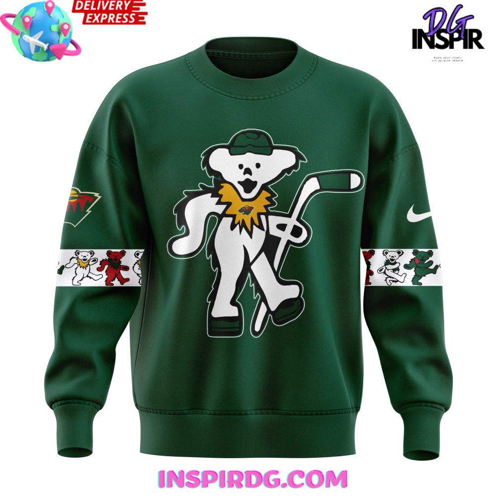 Minnesota Wild x Grateful Dead Night Special Edition Green Sweatshirt Minnesota Wild x Grateful Dead Night Special Edition Green Sweatshirt