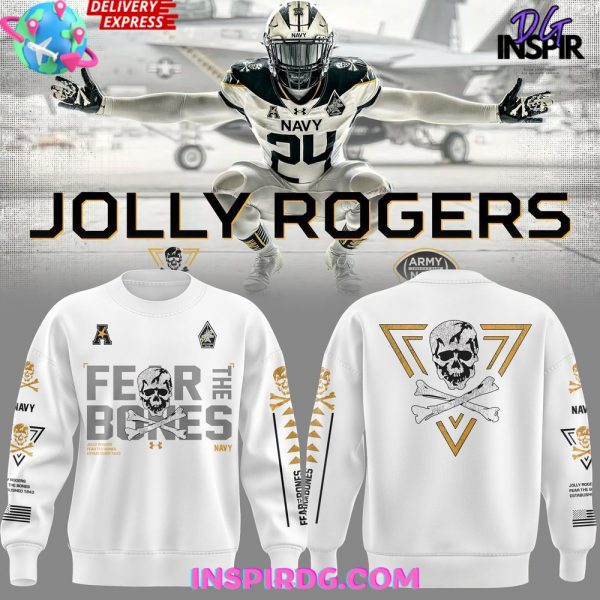 Navy Midshipmen Fear The Bones Special White Sweatshirt