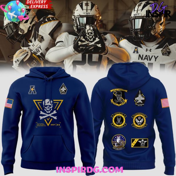 Navy Midshipmen Jolly Rogers Fear The Bones Special Blue Hoodie