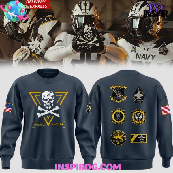 Navy Midshipmen Jolly Rogers Fear The Bones Special Navy Sweatshirt