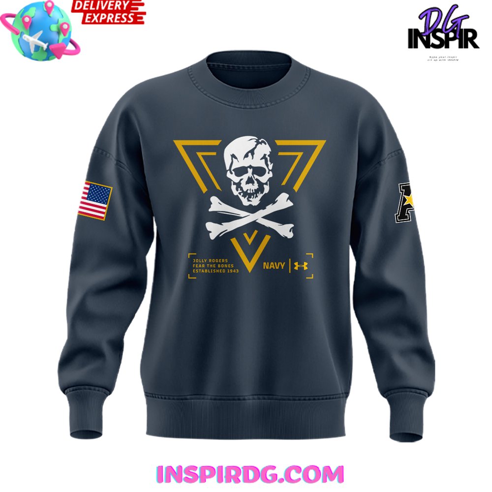 Navy Midshipmen Jolly Rogers Fear The Bones Special Navy Sweatshirt Navy Midshipmen Jolly Rogers Fear The Bones Special Navy Sweatshirt