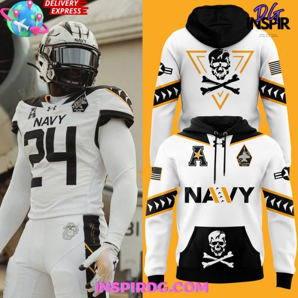 Navy Midshipmen Rivalry Fear The Bones Special White Hoodie