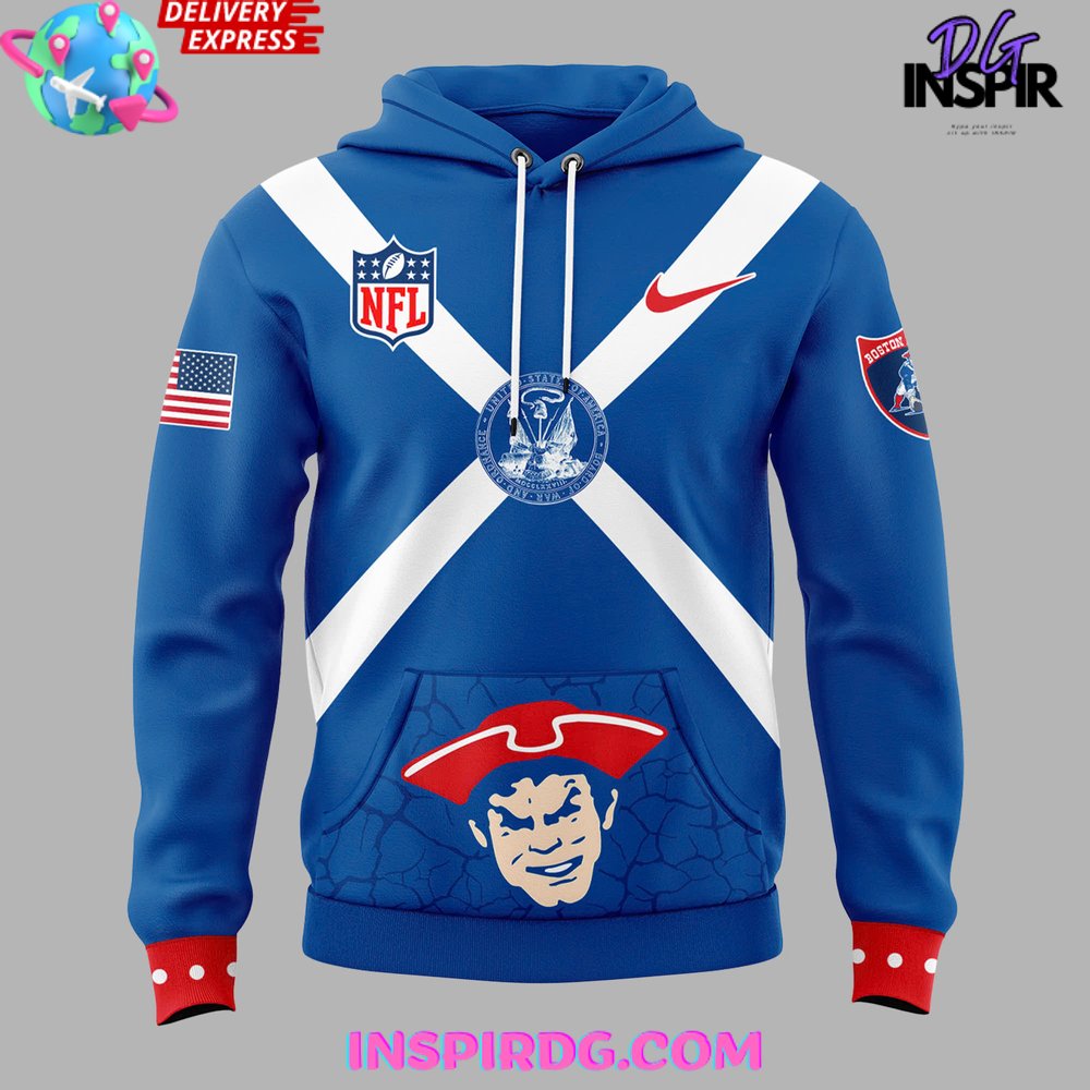 New England Patriots Retro Patriot Special Blue Hoodie InspirDG