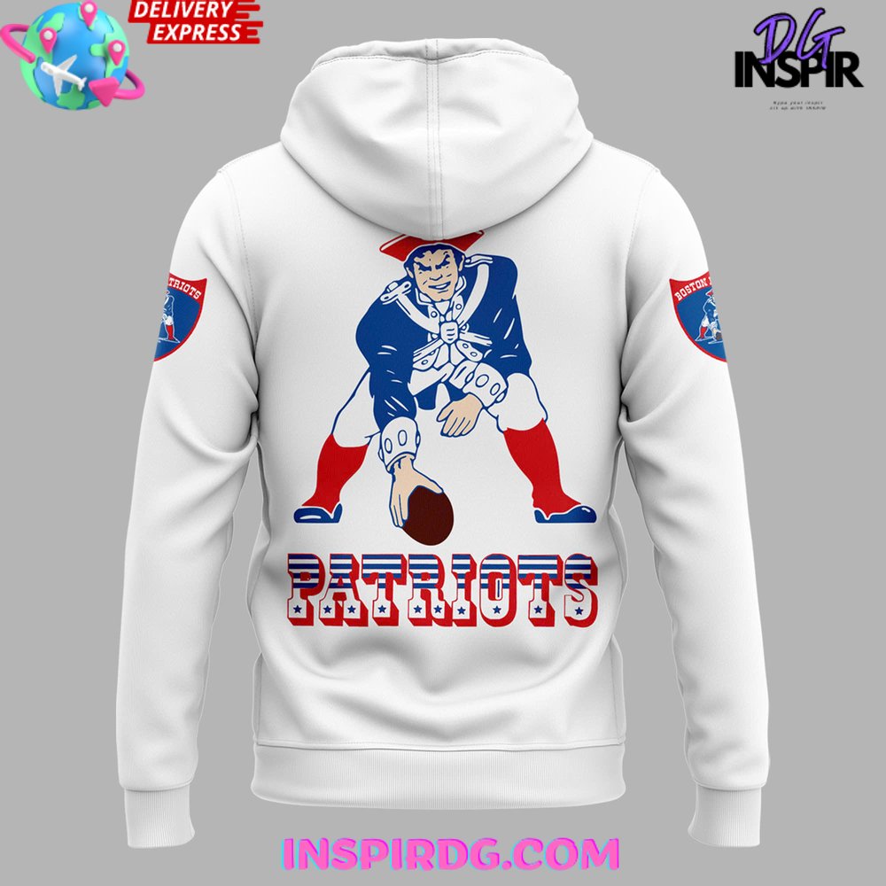 New England Patriots Retro Patriot Special White Hoodie InspirDG