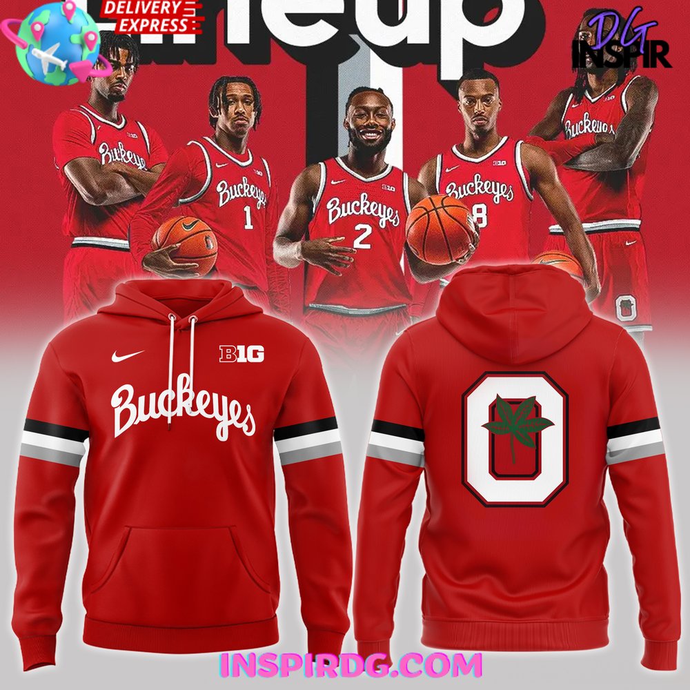 Ohio State Buckeyes Basketball Line Up Special Red Hoodie InspirDG