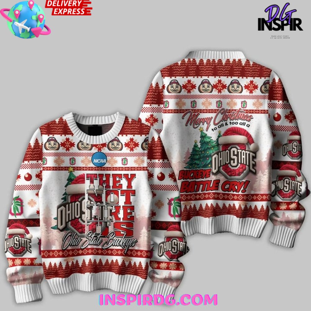 Ohio State Buckeyes Merry Christmas Ugly Sweater InspirDG