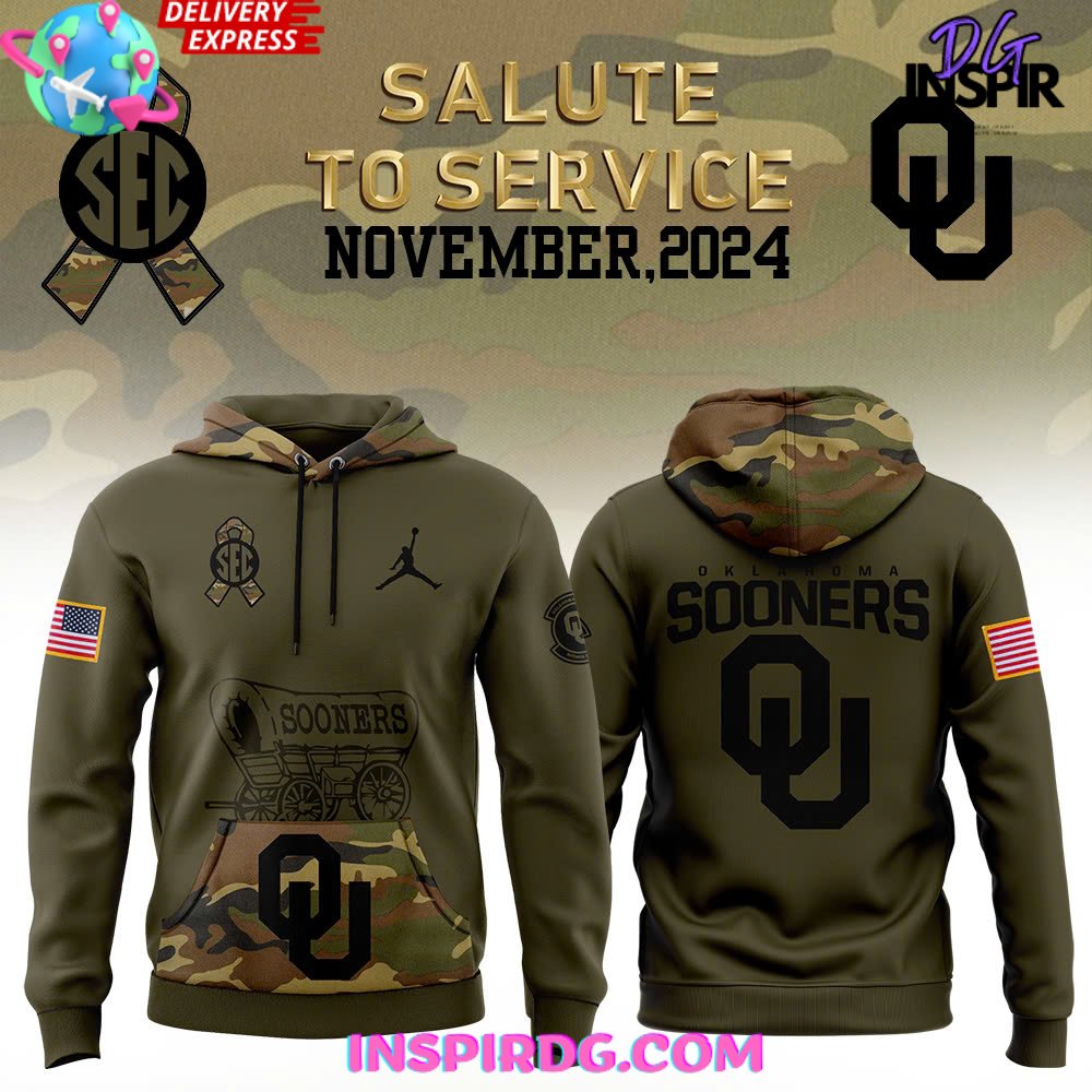 Oklahoma Sooners Salute to Service 2024 Camo Hoodie InspirDG