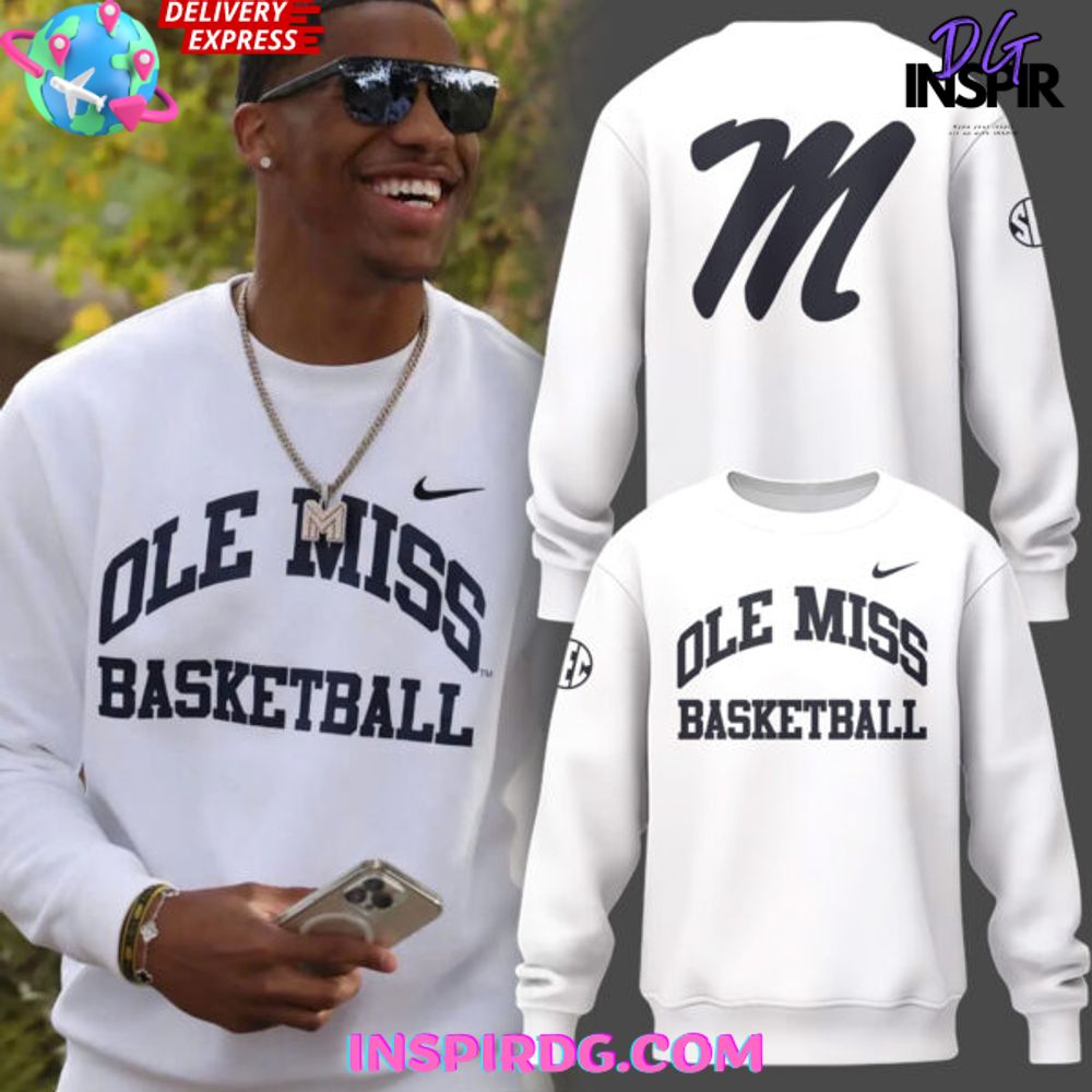 Ole Miss Basketball Nike SEC White Sweatshirt InspirDG