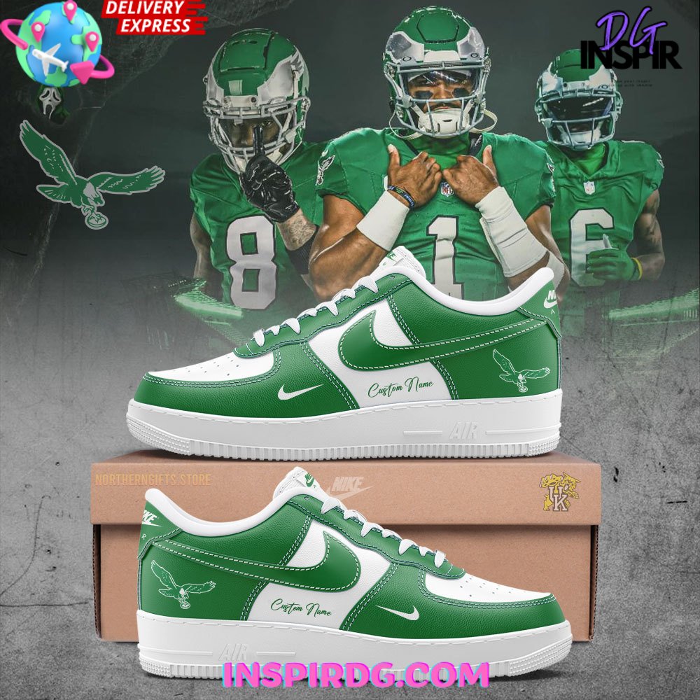 Philadelphia Eagles Kelly Green Custom Nike Air Force 1 InspirDG