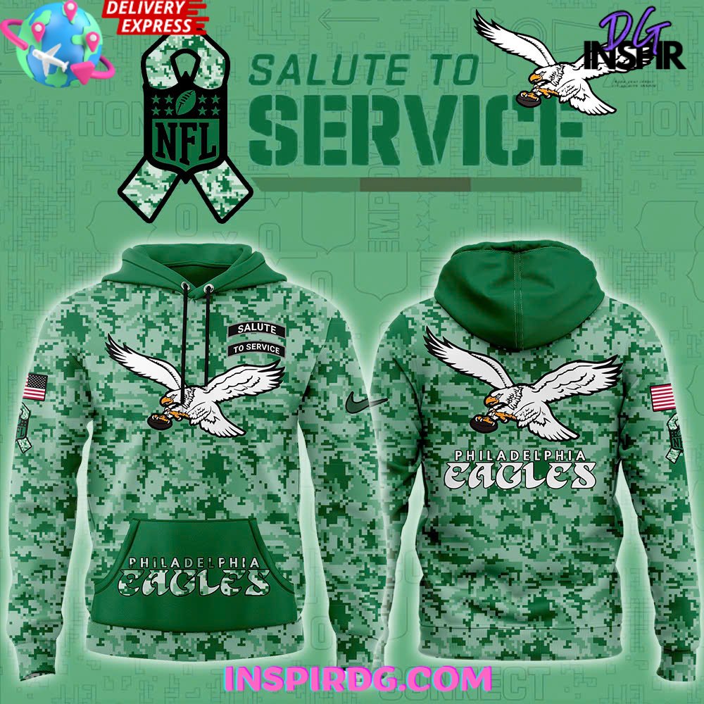 Philadelphia Eagles Kelly Green Salute to Service Special Hoodie InspirDG