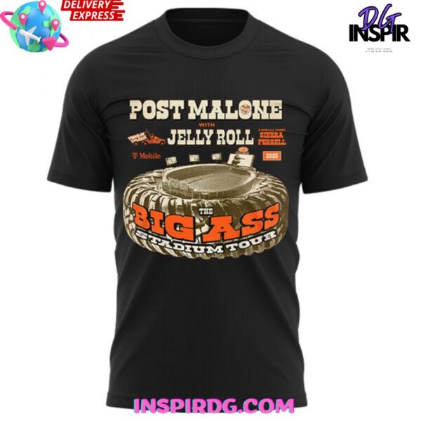 Post Malone Jelly Roll Big Ass Stadium Tour Black T-Shirt