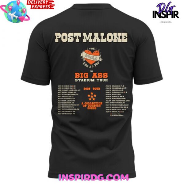 Post Malone Jelly Roll Big Ass Stadium Tour Black T-Shirt