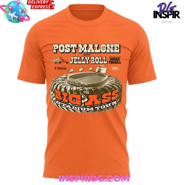 Post Malone Jelly Roll Big Ass Stadium Tour Orange T-Shirt