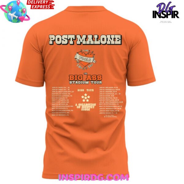 Post Malone Jelly Roll Big Ass Stadium Tour Orange T-Shirt