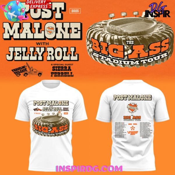 Post Malone Jelly Roll Big Ass Stadium Tour White T-Shirt