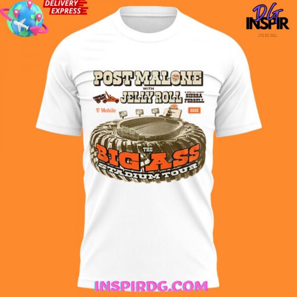 Post Malone Jelly Roll Big Ass Stadium Tour White T-Shirt