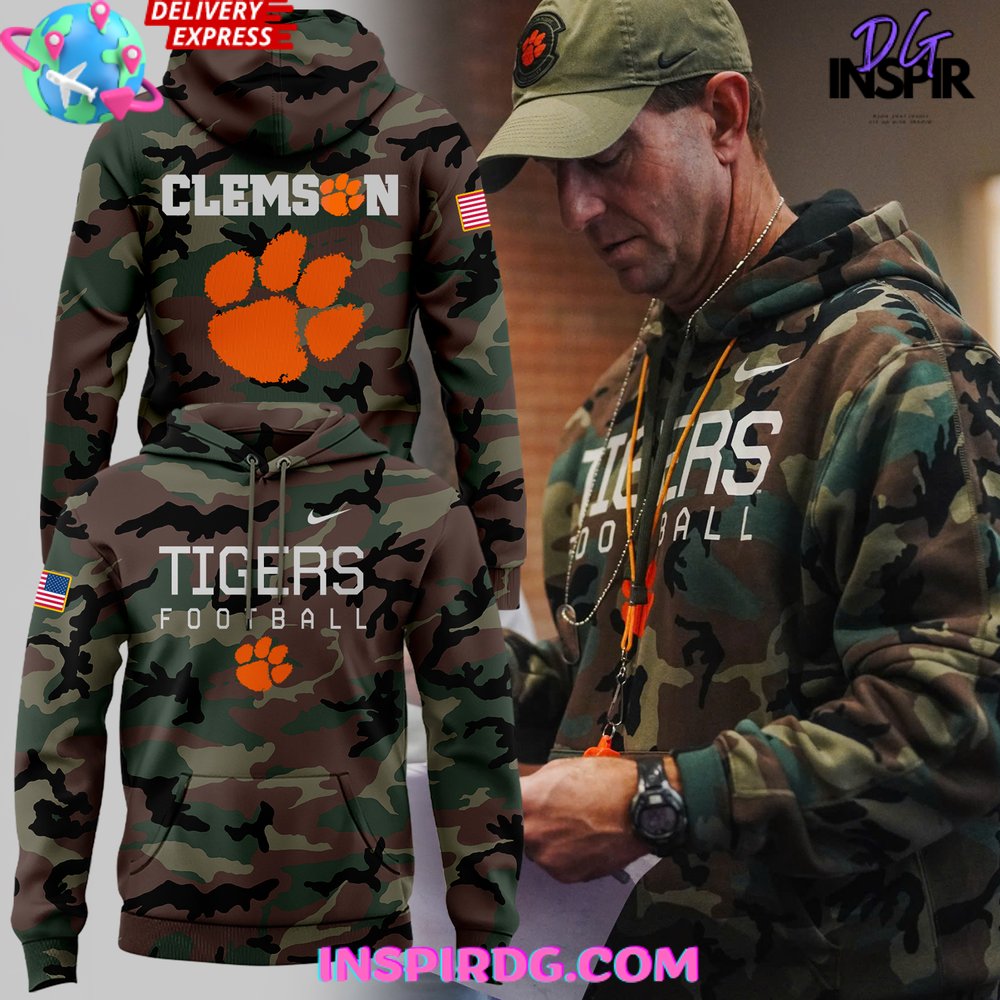 Clemson Tigers 2024 Military Appreciation Special Camo Hoodie InspirDG