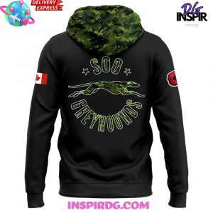 Soo Greyhounds Salute to Service 2024 Green Hoodie
