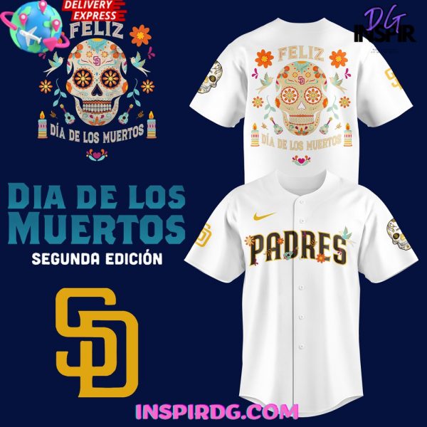 San Diego Padres Dia De Los Muertos 2024 White Baseball Jersey