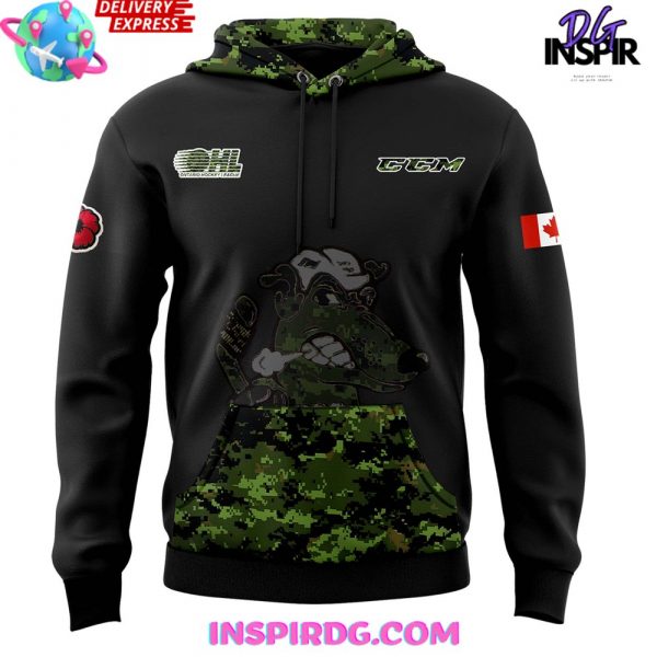 Soo Greyhounds Salute to Service 2024 Green Hoodie
