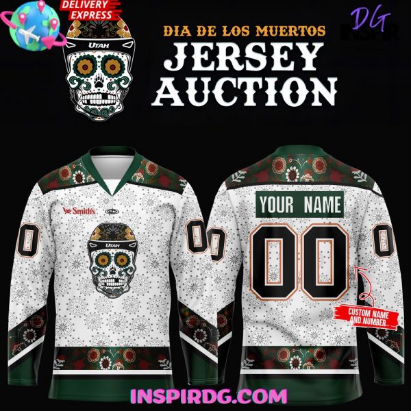 Utah Grizzlies Día de los Muertos 2024 White Hockey Jersey