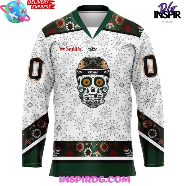 Utah Grizzlies Día de los Muertos 2024 White Hockey Jersey
