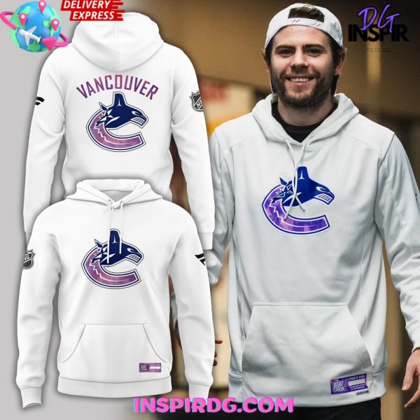 Vancouver Canucks Hockey Fights Cancer Edition White Hoodie