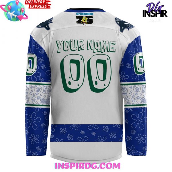 Vancouver Canucks Spongebob 25th Anniversary Custom Hockey Jersey