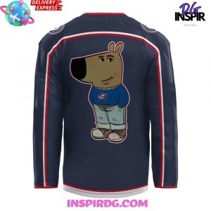 Columbus Blue Jackets x Chill Guy Navy Hockey Jersey