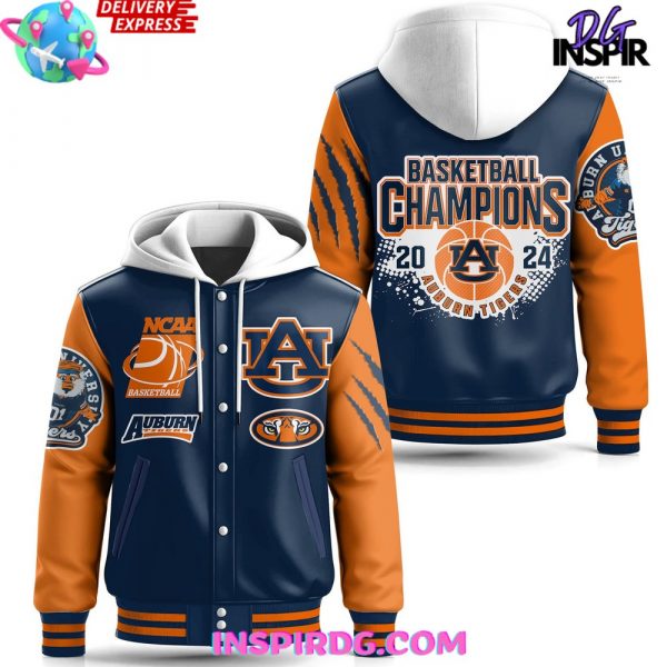 Auburn Tigers 2024 Basketball Champions Hooded Varsity Jacket