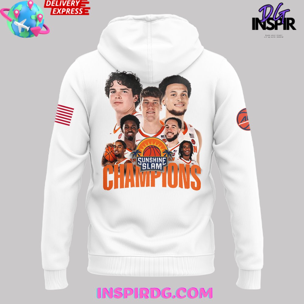 Clemson Tigers Sunshine Slam Champions 2024 White Hoodie InspirDG