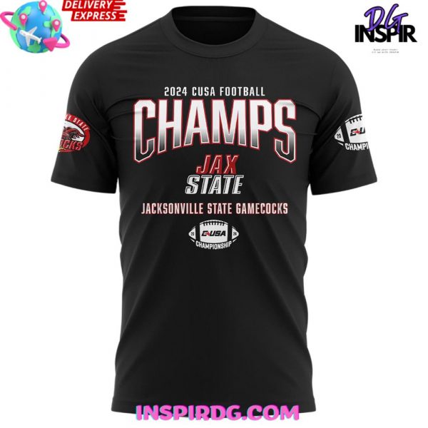 Jacksonville State Gamecocks Conference USA Champions 2024 Black T-Shirt