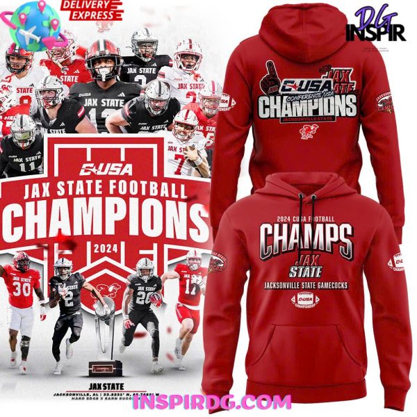 Jacksonville State Gamecocks Conference USA Champions 2024 Red Hoodie