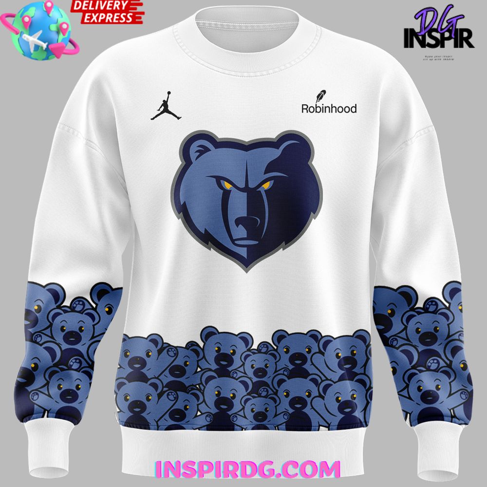 Memphis Grizzlies Teddy Bear Special Edition White Sweatshirt Memphis Grizzlies Teddy Bear Special Edition White Sweatshirt